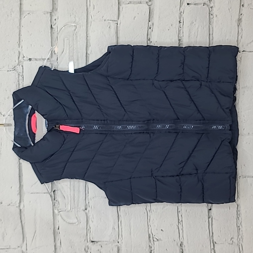 Old Navy Kids Full Zip Quilted Puffer Vest Jacket in Navy/Pink/White Size XS/5